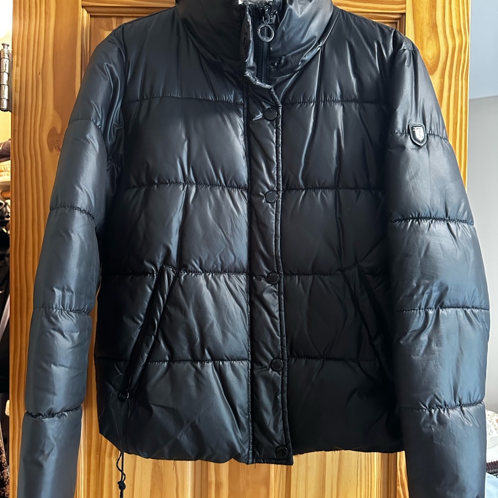Noize Black Puffer Jacket with Quilted Design